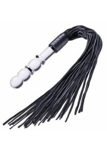 Prisms Lingam Glass Dildo Flogger - Black