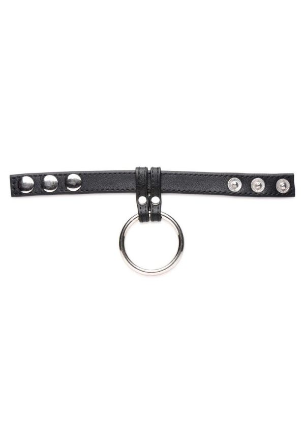 Cock Gear Leather and Steel Cock and Ball Ring - Black