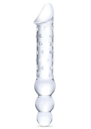 Glas Double Ended Glas Dildo with Anal Beads 12in - Clear