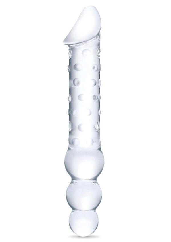 Glas Double Ended Glas Dildo with Anal Beads 12in - Clear