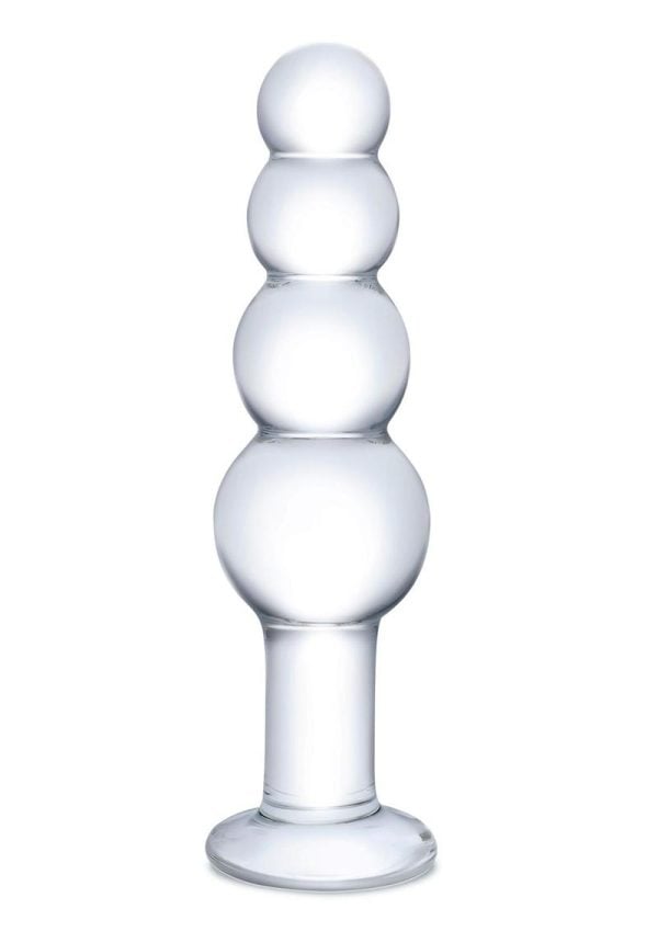 Glas Beaded Glass Butt Plug 7.25in - Clear