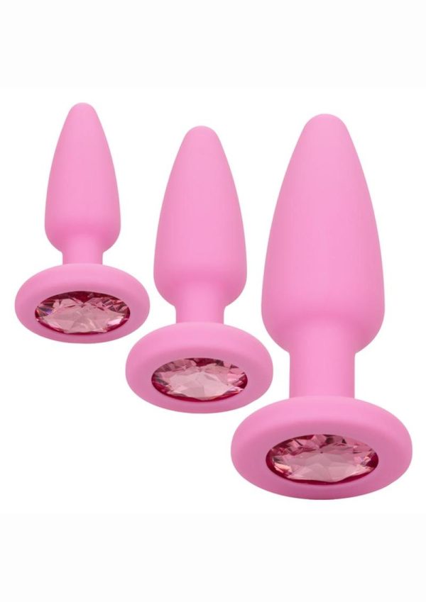 First Time Crystal Booty Kit Silicone Probes (3 piece) - Pink