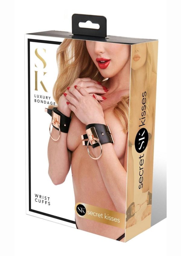 Secret Kisses Wrist Cuffs - Black/Rose Gold