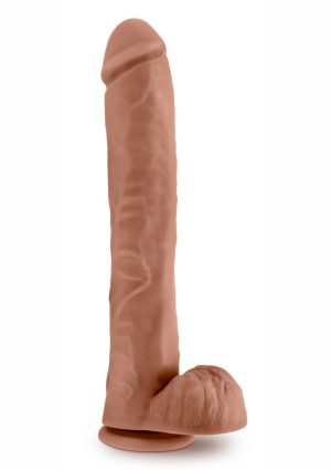 Au Naturel Daddy Sensa Feel Dual Density Dildo with Balls 14in - Caramel