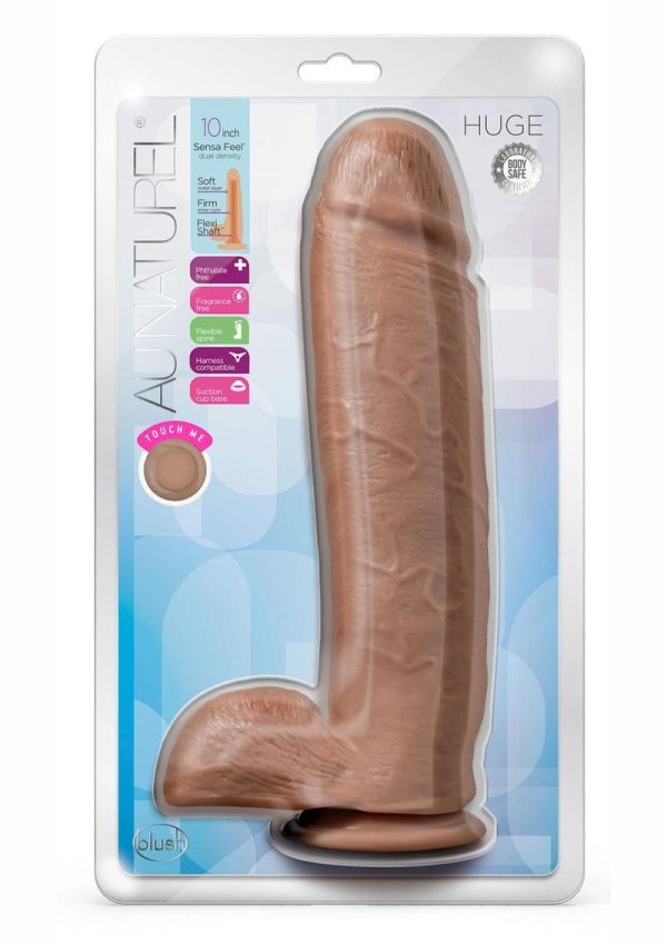 Au Naturel Huge Sensa Feel Dildo with Suction Cup 10in - Caramel