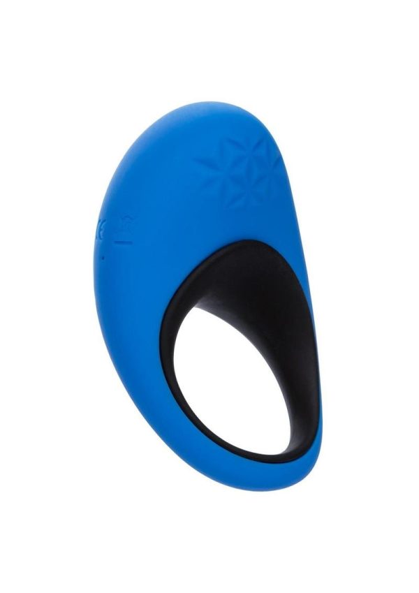 Link Up Remote Max Rechargeable Silicone Dual Stimulating Cock Ring with Remote Control - Blue/Black