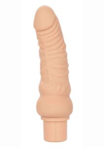 Rechargeable Power Stud Curvy Silicone Vibrating Dong - Vanilla