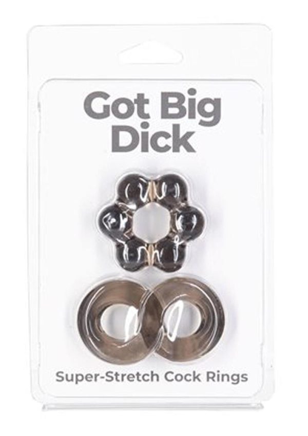 PowerBullet Got Big D Super Stretch Cock Rings (2 pack) - Black