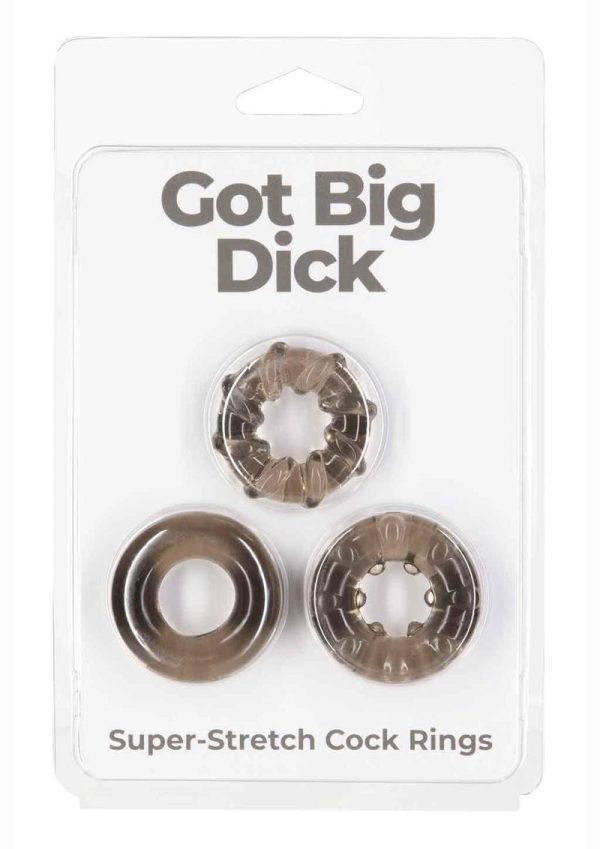 PowerBullet Got Big D Super Stretch Cock Rings (3 pack) - Black