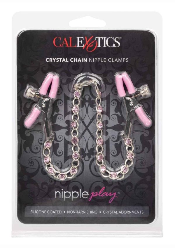 Nipple Play Crystal Chain Nipple Clamps - Pink