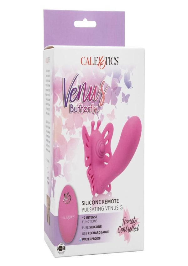 Venus Butterfly Pulsating Venus G Silicone Rechargeable Strap-On With Remote Control - Pink