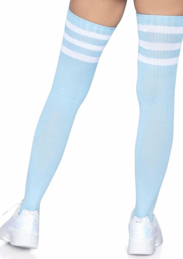 Leg Avenue Athlete Thigh Hi 3 Stripe Top - O/S - Light Blue