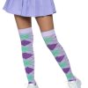 Leg Avenue Argyle Knit Over The Knee Socks - O/S - Lavender