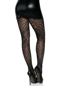 Leg Avenue Zebra Net Tights - O/S - Black