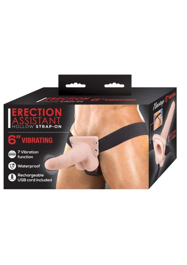 Erection Assistant Hollow Vibrating Strap-On 6in - Vanilla