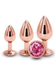 Rear Assets Aluminum Anal Plug Trainer Kit (3 pieces) - Rose Gold/Pink