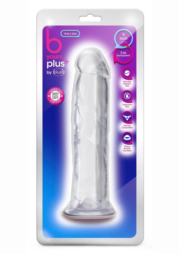 B Yours Plus Thrill n` Drill Realistic Dildo 9in - Clear