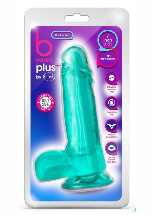 B Yours Plus Rock n` Roll Realistic Dildo with Balls 7.25in - Teal