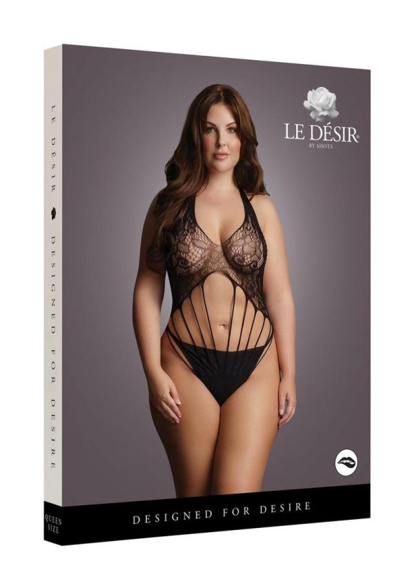 Le Desir Strappy Lace Teddy - Queen - Black