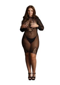 Le Desir Long Sleeve Fishnet Dress - Queen - Black