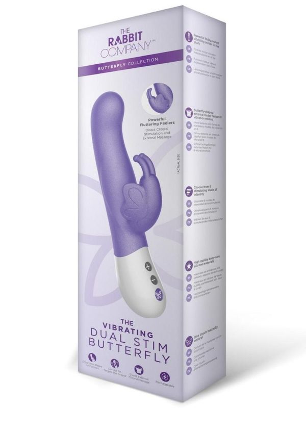 The Rabbit Company The Vibrating Dual Stim Butterfly Silicone Rechargeable Rabbit Vibrator - Purple