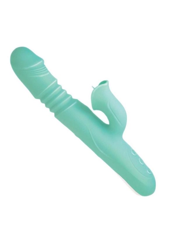 Princess Passion Heat Rechargeable Silicone Warming Vibrator with Clitoral Wheel - Aqua