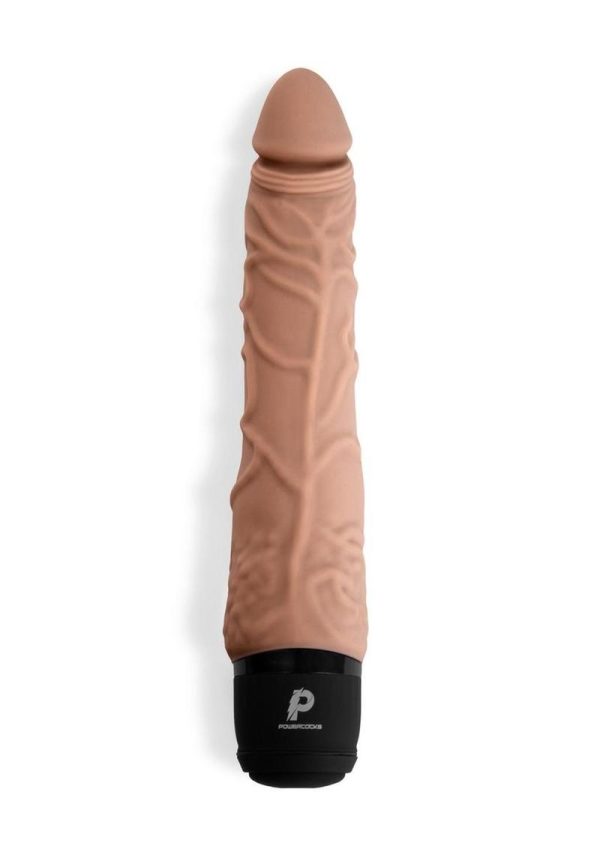 Powercocks Silicone Realistic Vibrator 7in - Caramel