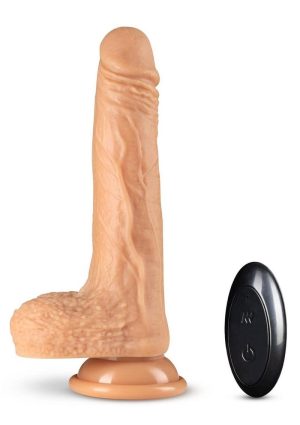 Dr. Skin Platinum Silicone Dr. Grey Rechargeable Thrusting Dildo with Remote Control 7in - Vanilla