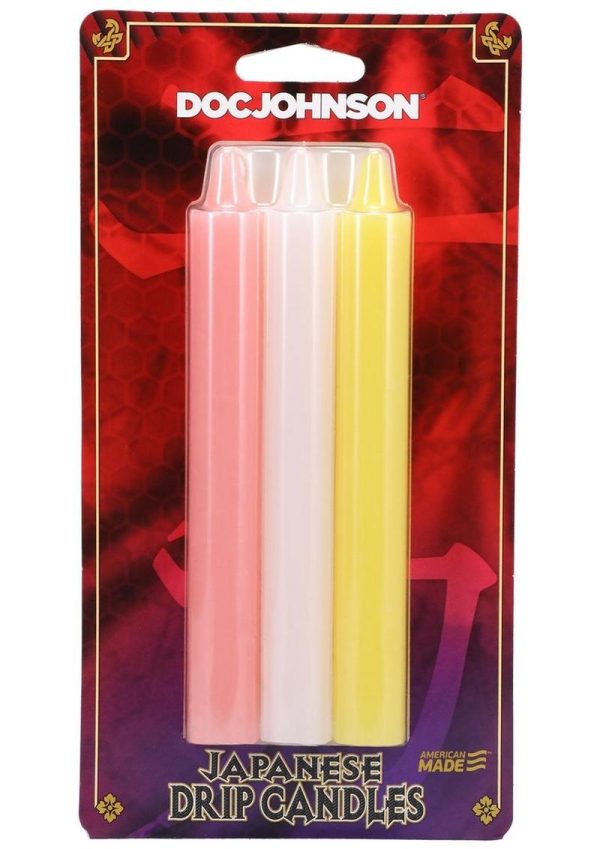 Doc Johnson Japanese Drip Candles - 3 Pack - Pink/Yellow/White