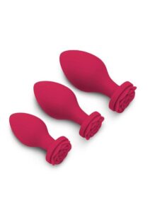 Secret Kisses Rosegasm Butt Bouquet Training Set Silicone Butt Plugs (3 Piece) - Red