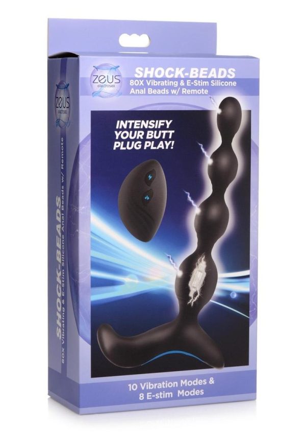 Zeus Shock Beads 80X Vibrating and E-Stim Rechargeable Silicone Anal Beads with Remote Control