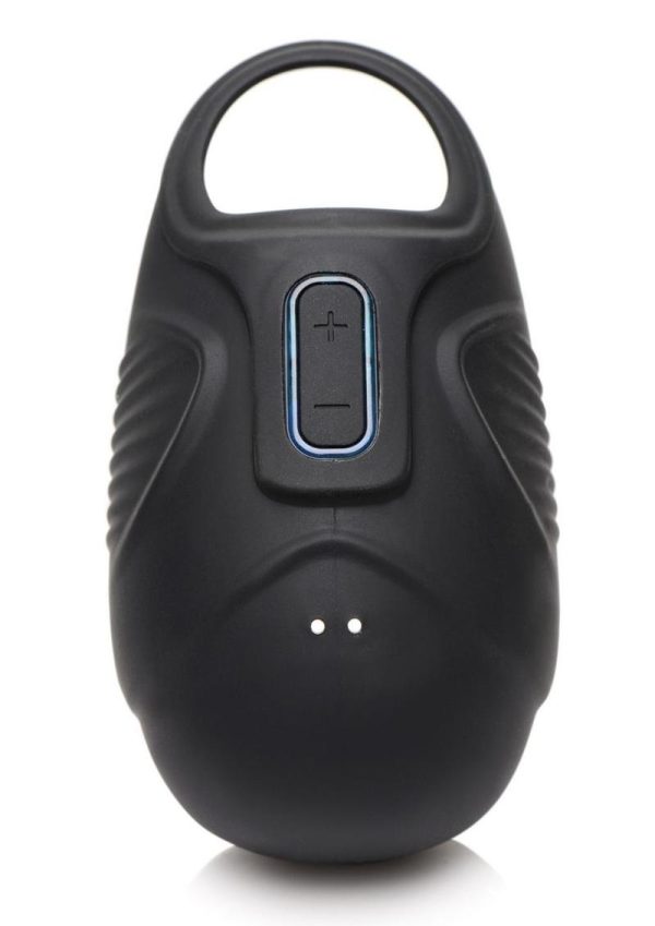 Trinity Men Rechargeable Silicone 7X Vibrating Silicone Ball Sack - Black/Blue