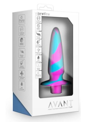 Avant Vibrotize Rechargeable Silicone Anal Plug - Fuchsia/Turquoise