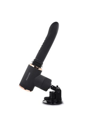 Too Hot to Handle Rechargeable Silicone Thrusting Vibrator with Suction Cup - Black