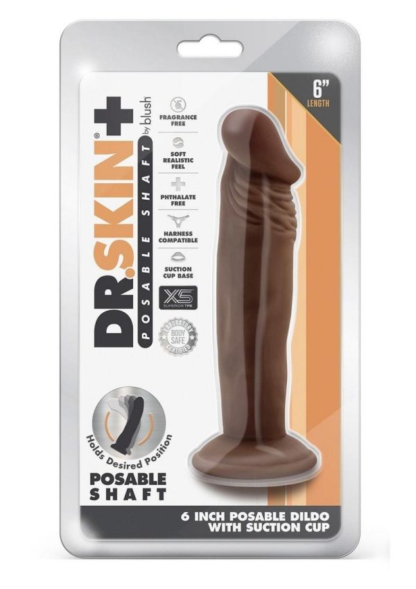 Dr. Skin Plus Gold Collection Posable Dildo 6in - Chocolate