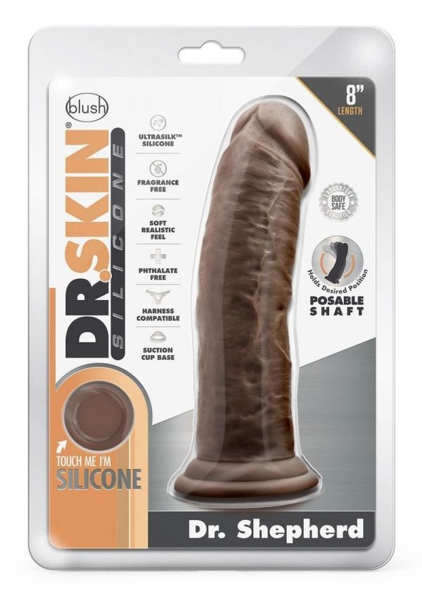 Dr. Skin Platinum Collection Dr. Shepherd Silicone Dildo with Suction Cup 8in - Chocolate