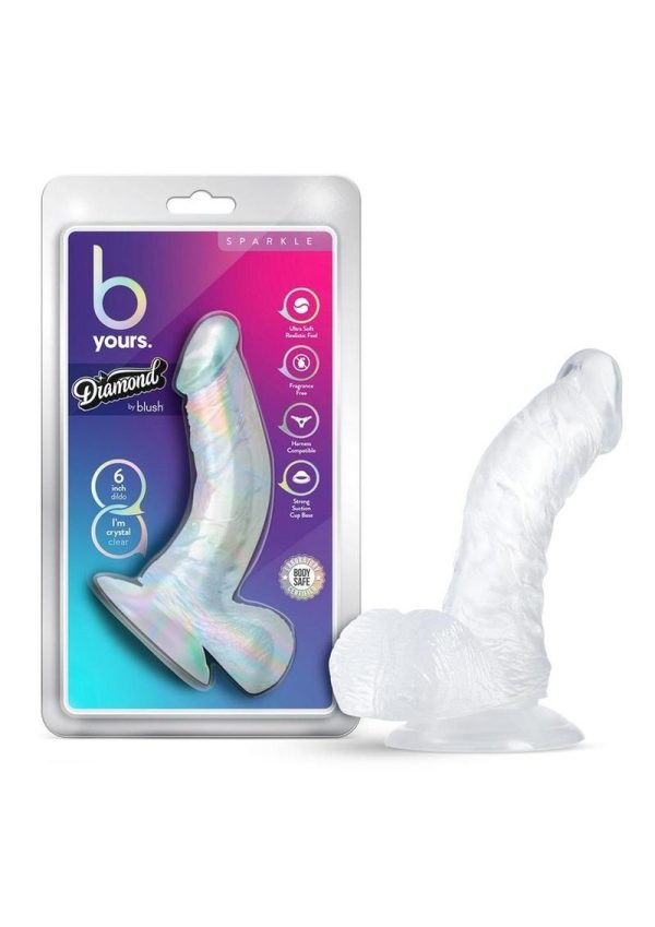 B Yours Diamond Sparkle Dildo 6.5in - Clear