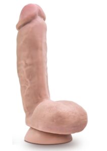 Dr. Skin Plus Gold Collection Thick Posable Dildo with Squeezable Balls 8in - Vanilla