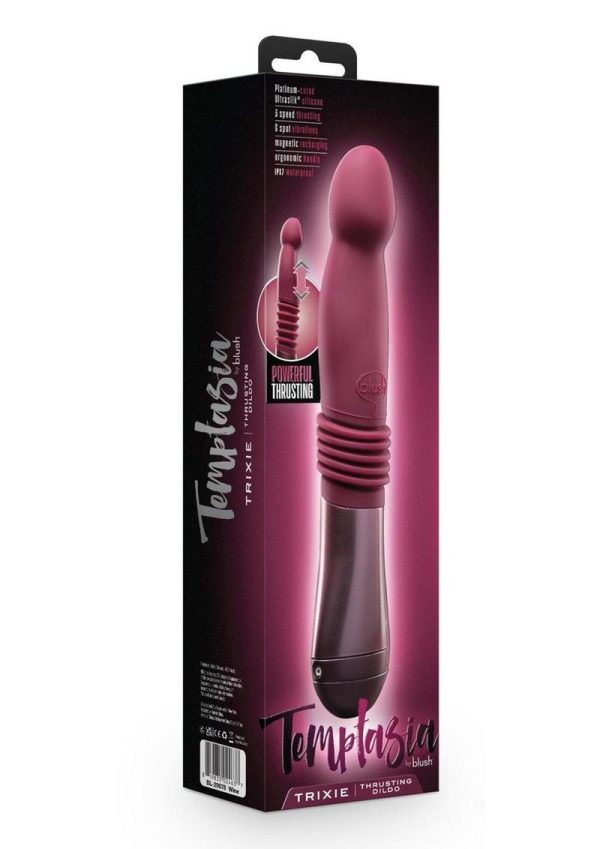 Temptasia Trixie Rechargeable Silicone Thrusting Dildo - Wine