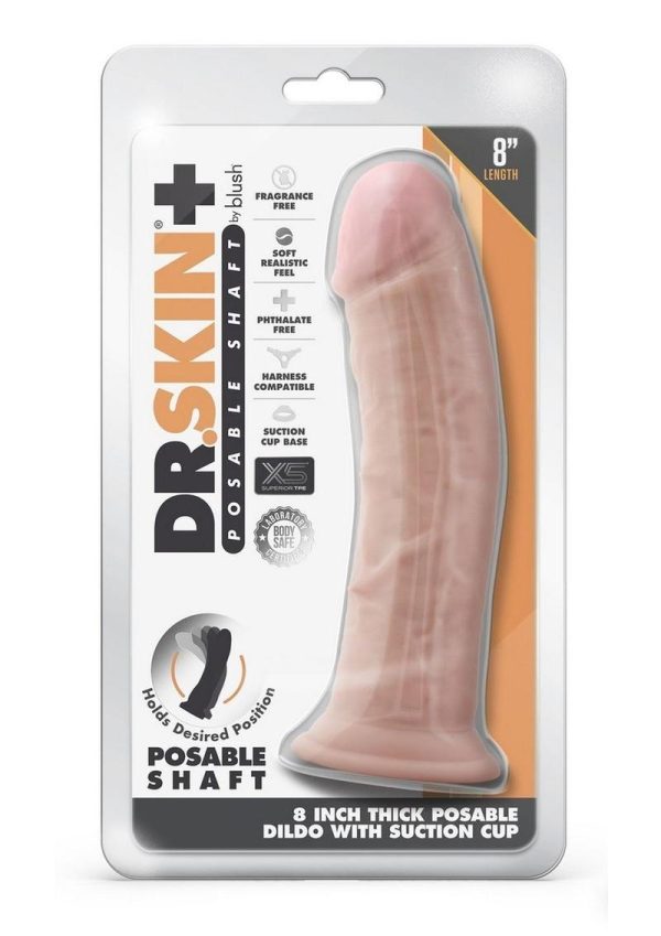 Dr. Skin Plus Gold Collection Thick Posable Dildo with Suction Cup 8in - Vanilla