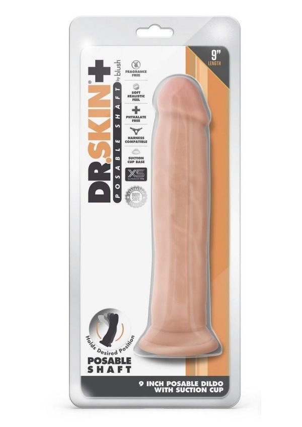 Dr. Skin Plus Gold Collection Thick Posable Dildo with Suction Cup 9in - Vanilla