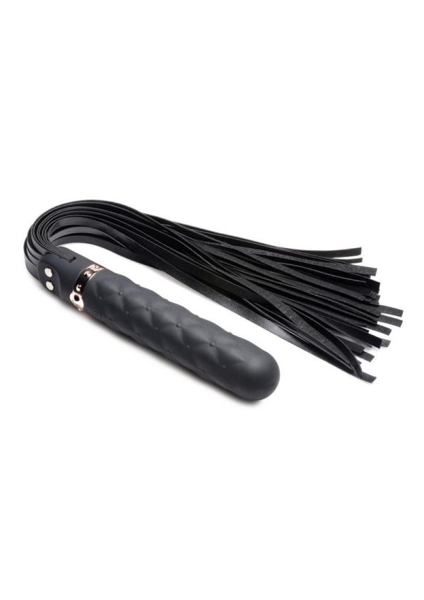 Master Series Vibra-Lasher 9X Vibrating Silicone Dildo Flogger - Black