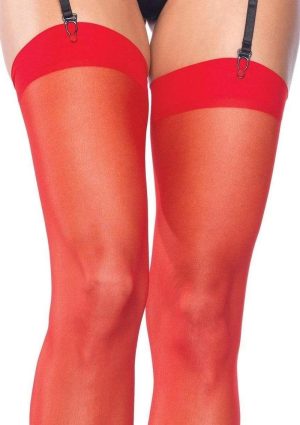 Leg Avenue Sheer Stocking - O/S - Red