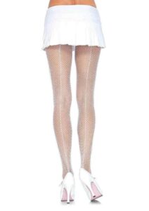 Leg Avenue Fishnet with Back Seam Pantyhose - O/S - White