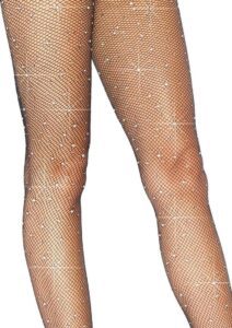 Leg Avenue Fishnet Crystalized Tights with Multi Sized Rhinestones - O/S - Black