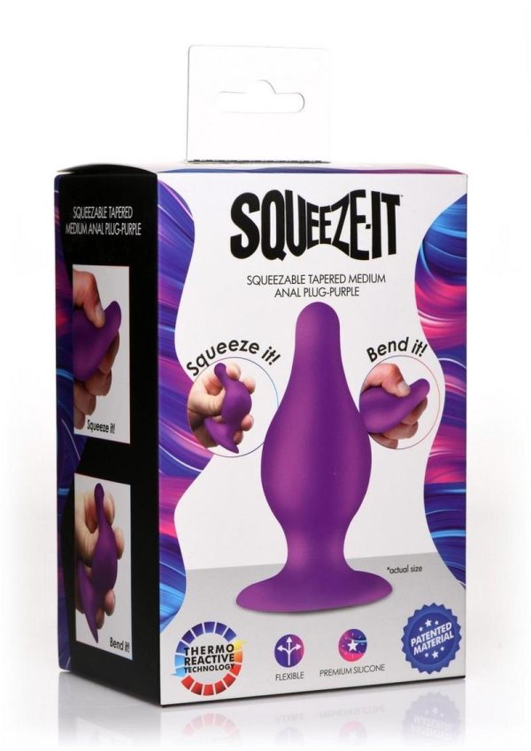 Squeeze-It Squeezable Silicone Tapered Anal Plug - Medium - Purple