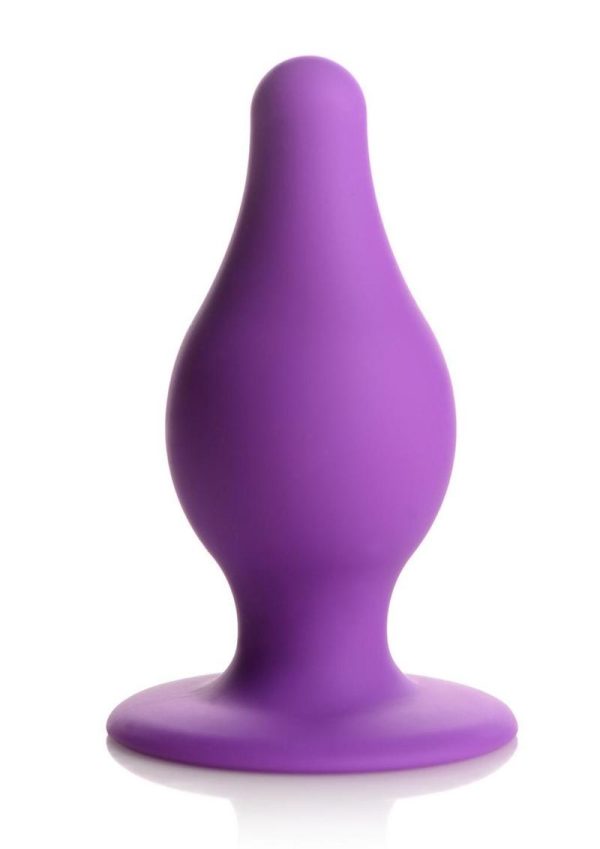 Squeeze-It Squeezable Silicone Tapered Anal Plug - Medium - Purple