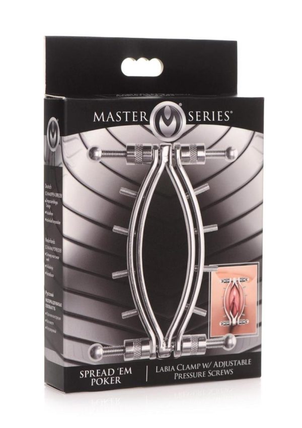 Master Series Spread `Em Poker Stainless Steel Labia Clamp with Adjustable Pressure Screws