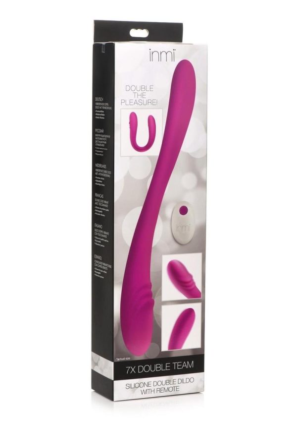 Inmi 7X Double Down Rechargeable Silicone Double Dildo with Remote Control - Purple