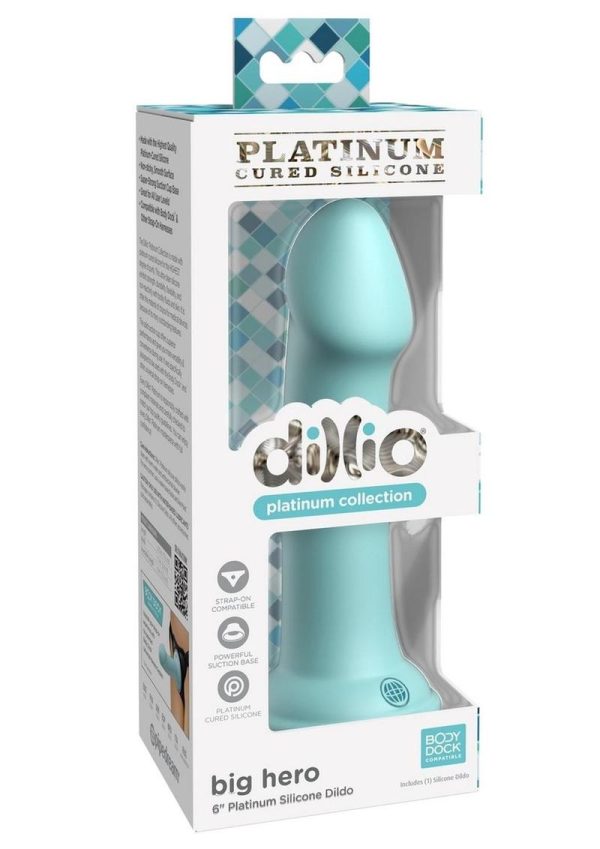 Dillio Platinum Big Hero Silicone Dildo 6in - Teal